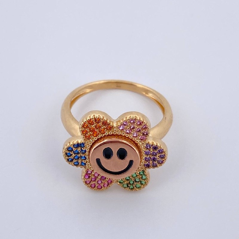 Anillo Trebol Cara Feliz 5.1gr / T6 3/4 / Oro 18K $