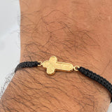 Pulsera Tejida Negra Cruz Cristo 0.85gr / Oro 18K &