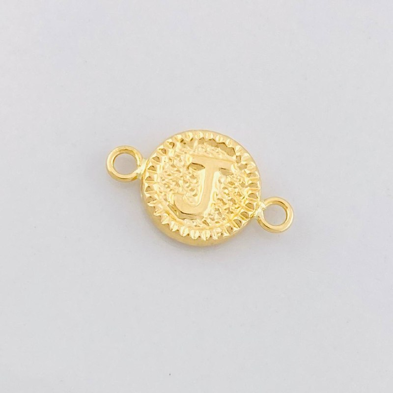 Charm Circle Letter J 0.6g / 3/4 in 18K Yellow Gold
