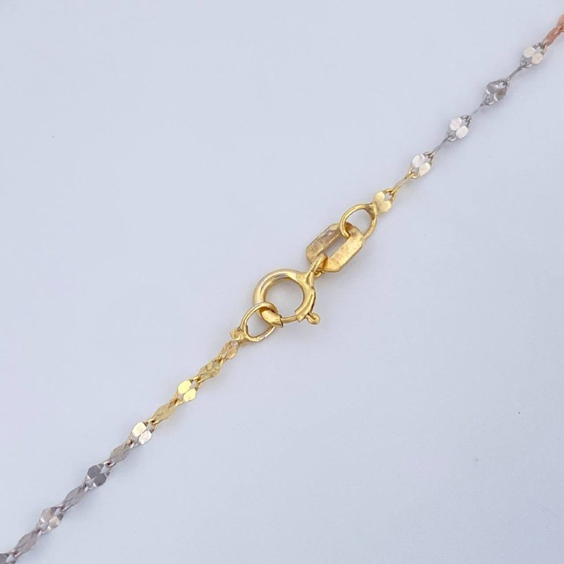 Flower Mirror Chain 0.85gr / 17.7in / Three Golds +3 18K $