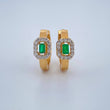 Hoop Earrings Halo Square Emerald 2.95gr / 1/2 in / Two Tone Yellow White 18K +