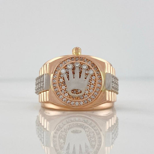 Anillo Corona 11.8 g / T10 1/2 Dos Oros Blanco Rosa 18K