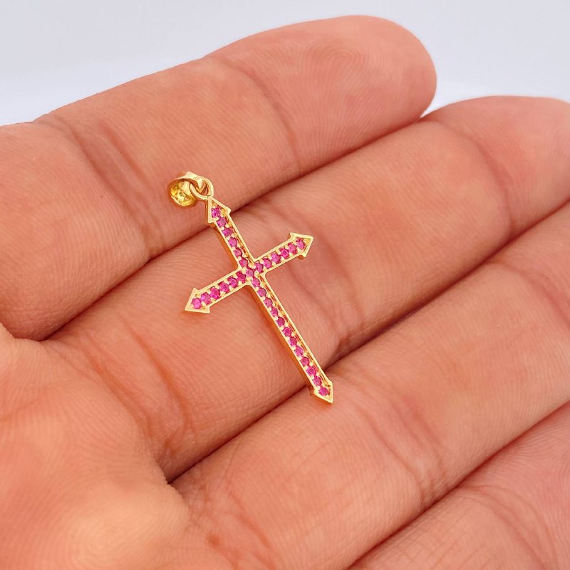 Pendant Cross Arrow 1.1gr / 1 1/4 in / 18K Gold Yellow &
