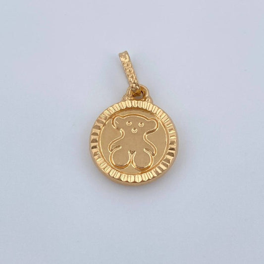 Dije Medalla Oso 0.95gr / 3/4 in / Oro Amarillo 18K &