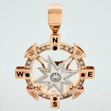 Pendant Compass Cardinal Star 32 g / 2 1/4 in Two Golds White Rose 18K