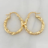 Hoop Earrings Milu Striped 1.85 g / 3/4 in Yellow Gold 18K
