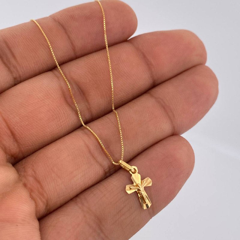 Venetian Chain and Pendant Set + Christ Cross 1.5gr / 18K Gold $