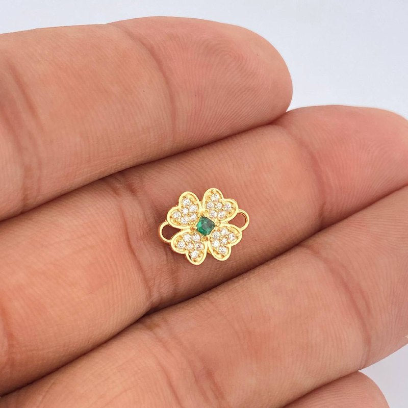 Herraje Trebol Cuatro Hojas 0.75gr / 1/2 in / Oro Amarillo 18K &