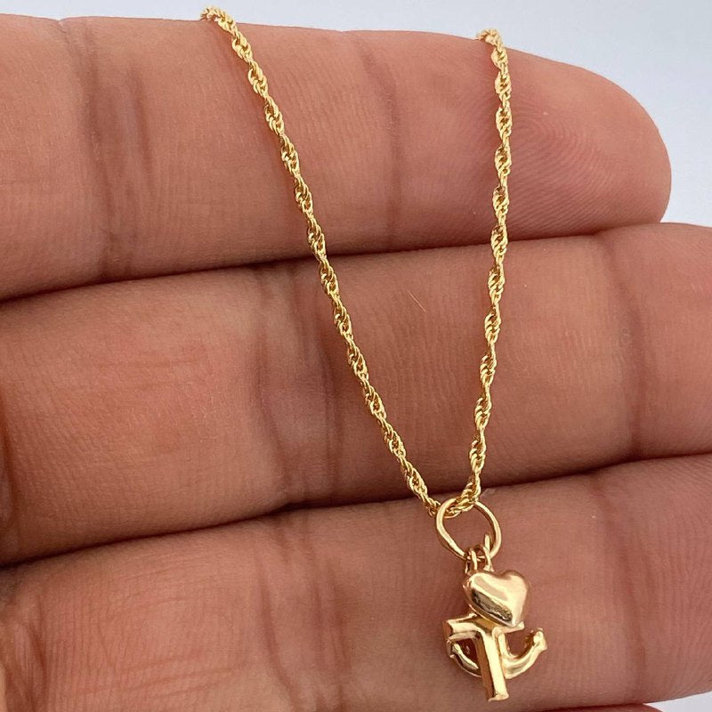 Set Cadena y Dije Lazo + Tres Gracias 1.5gr / Oro Amarillo 18K (Oferta) $