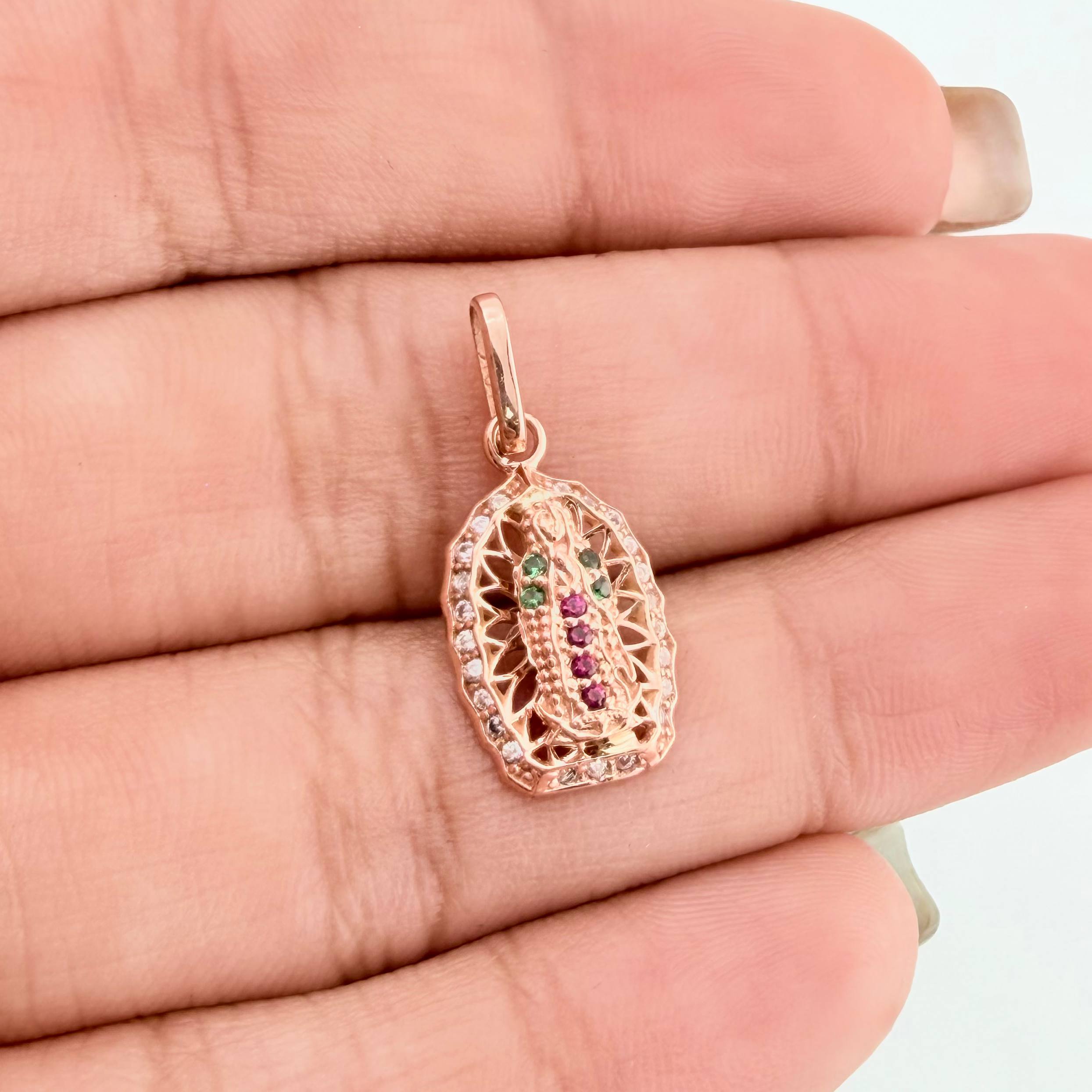 Pendant Virgin of Guadalupe 1.3 g / 3/4 in 18K Rose Gold