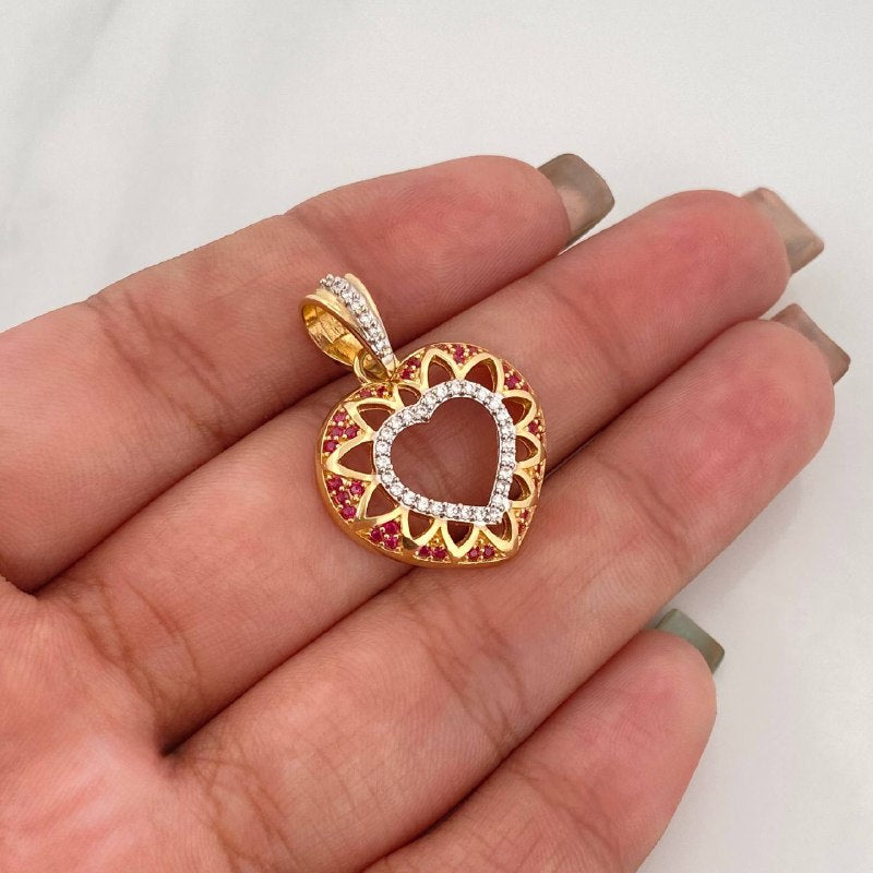 Dije Corazon 3.7 g / 1 in Dos Oros Amarillo Blanco 18K