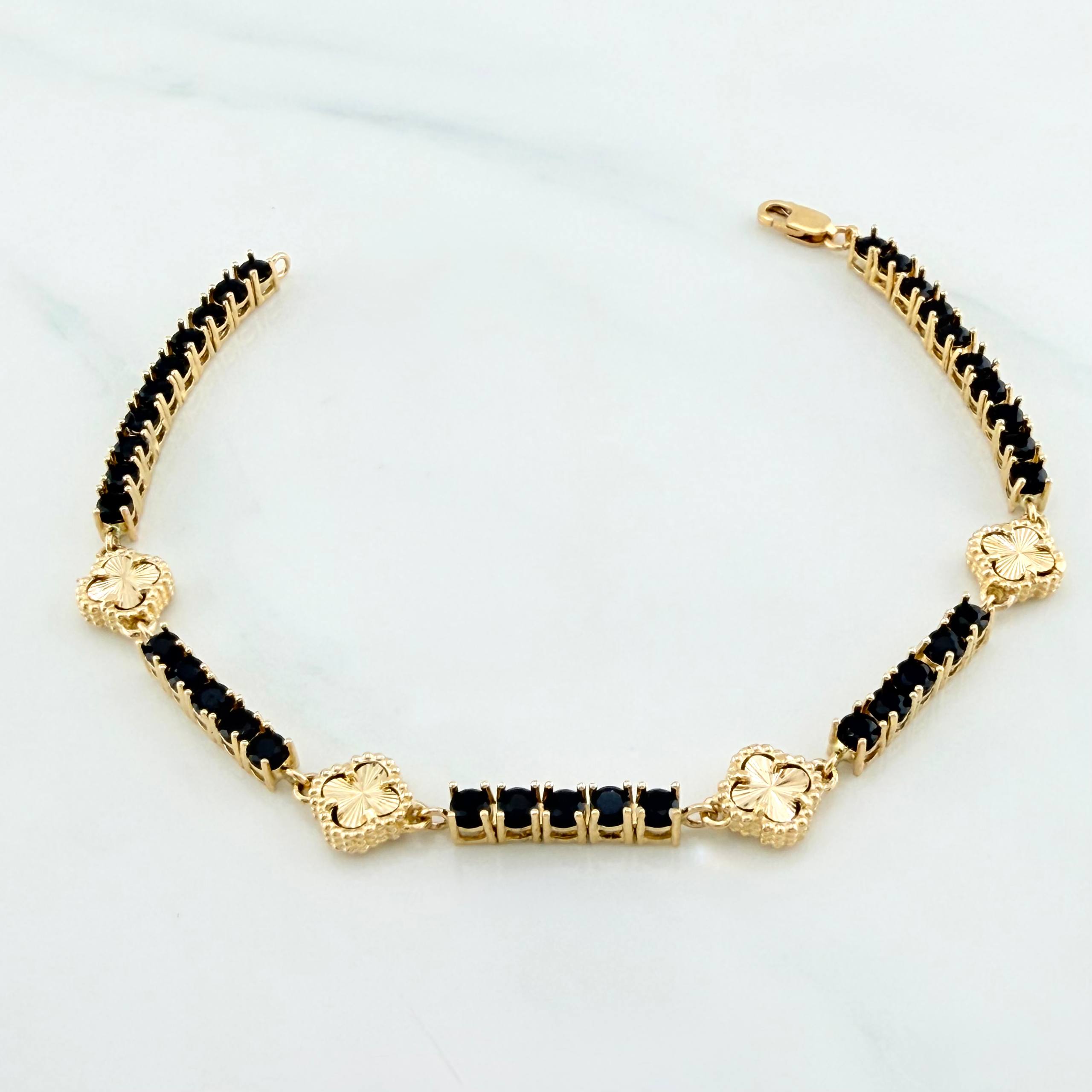 Pulso Tennis Trebol Diamantado 12.95 g / 7 3/4 in / 3.2 mm Oro Amarillo 18K