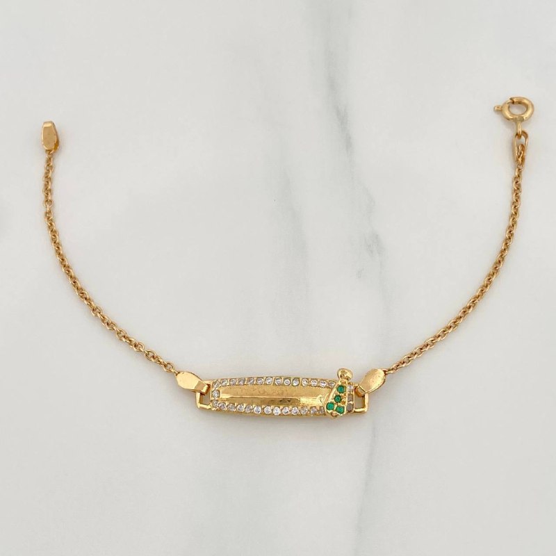 Bracelet Baby Plate Baby Classic Link Tie 2.75 g / 5 1/4 in / 0.75 mm Yellow Gold 18K