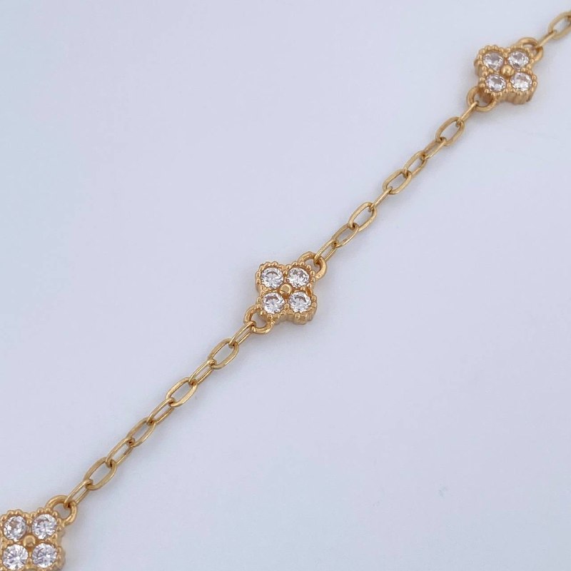 Clover Bracelet Box 3gr / 19.5cm-21.5cm / 18K Yellow Gold &
