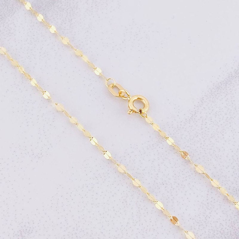 Mirror Flower Chain Set + Cross Pendant / 1.25g / 18 in Yellow Gold 18K