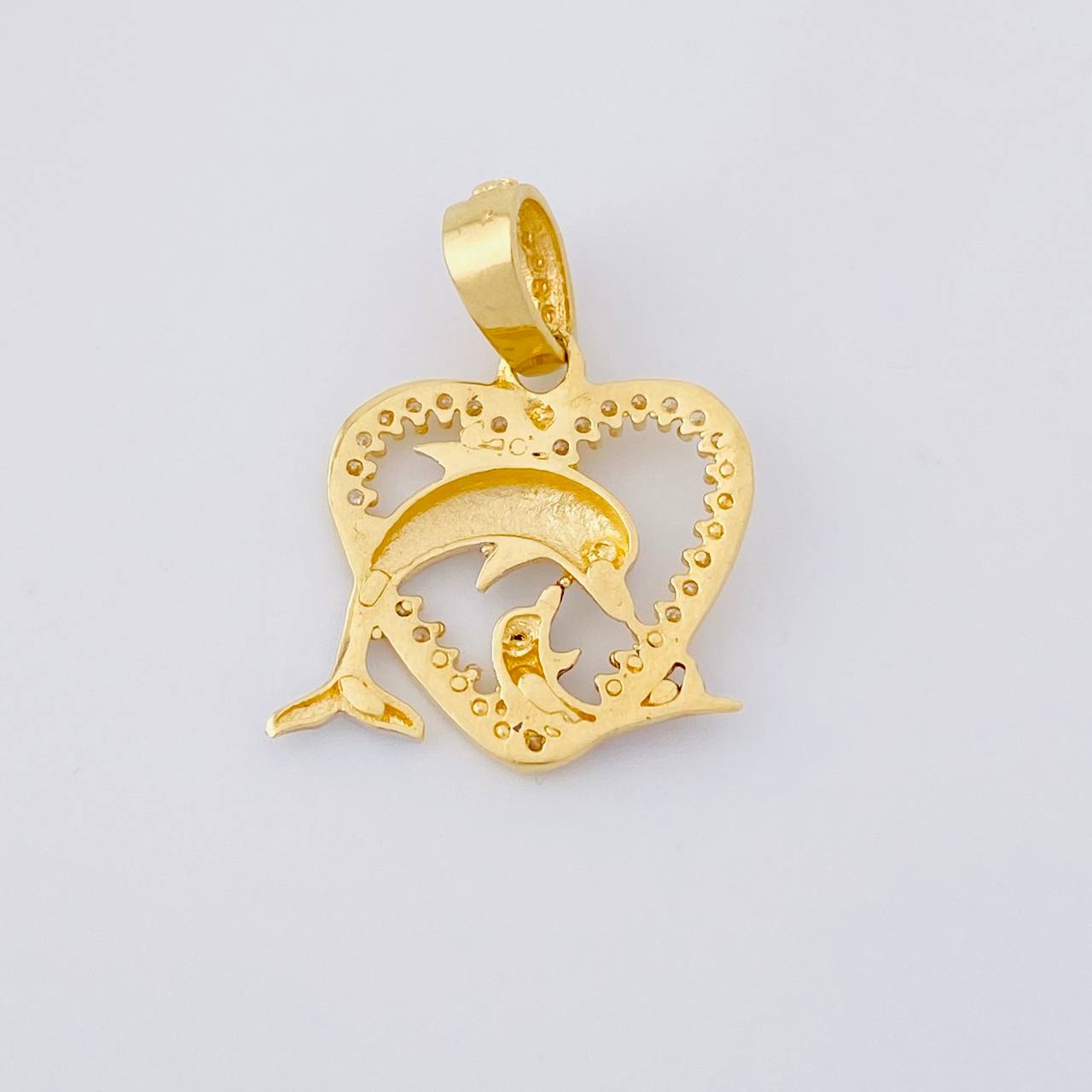 Dije Corazón Delfines 2.3g / 1 in Tres Oros 18K
