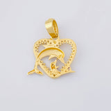 Dije Corazón Delfines 2.3g / 1 in Tres Oros 18K