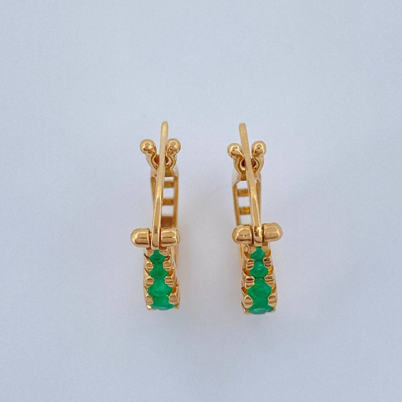 Candongas Hexagonal Esmeralda 3.1gr / 3/4 in / Oro Amarillo 18K %