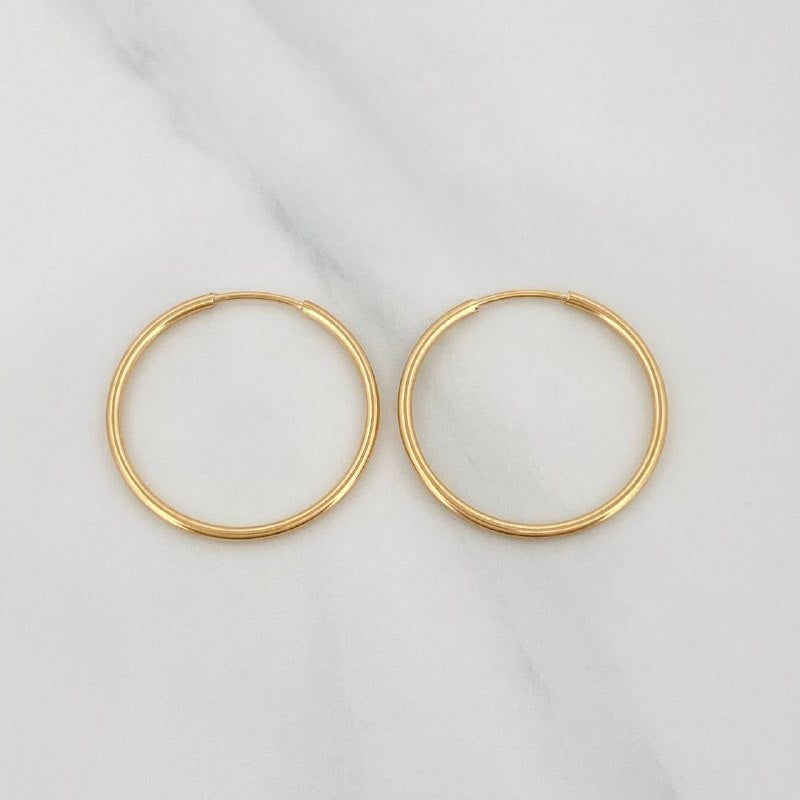 Hoop Earrings Smooth Ring 1 g / 3/4 in Yellow Gold 18K