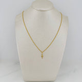 Set Cadena Lazo + Dije Cruz / 1,2 gr / 17 3/4 in Oro Amarillo 18K