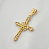 Dije Cruz Corazones 1.3gr / 1 1/4 in / Oro Amarillo 18K &