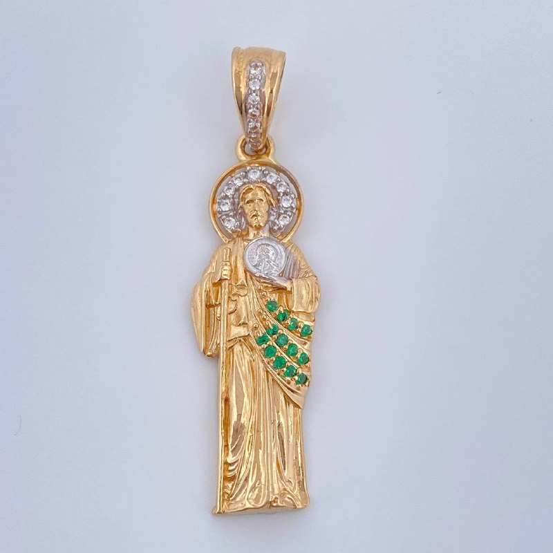 Dije San Judas Tadeo 4.05gr / 1 1/2 in / Dos Oros Amarillo Blanco 18K $