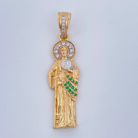 Dije San Judas Tadeo 4.05gr / 1 1/2 in / Dos Oros Amarillo Blanco 18K $