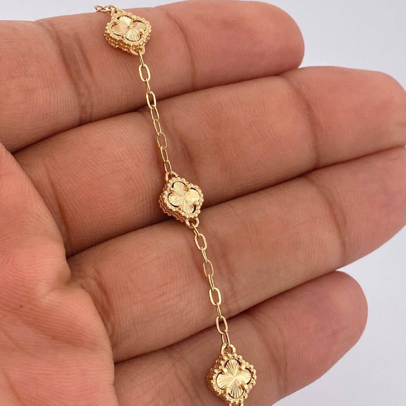 Clover Bracelet Box 4.65gr / 19.5cm-21.5cm / 18K Yellow Gold Nac.Esp. &
