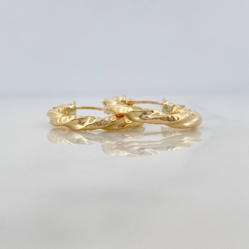 Hoop Earrings Milu Striped 1.85 g / 3/4 in Yellow Gold 18K