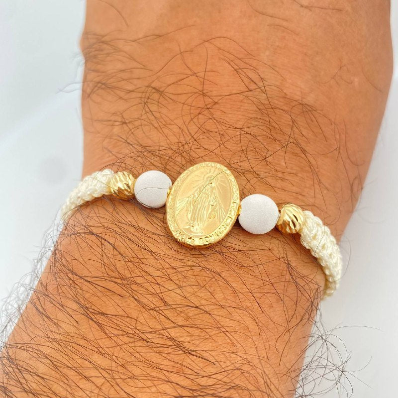 White Woven Virgin Miraculous Bracelet 1.9gr / 18K Gold &