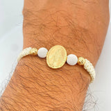 White Woven Virgin Miraculous Bracelet 1.9gr / 18K Gold &