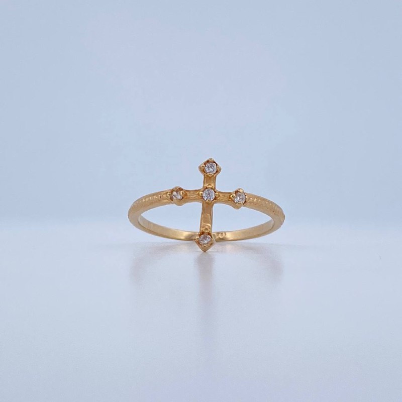 Cross Ring 1.7gr / Size 7 / 18K Yellow Gold &