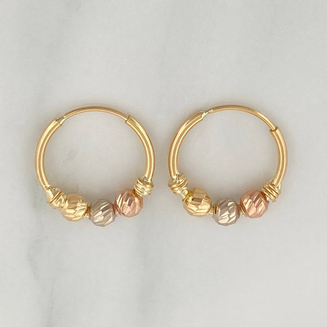 Hoop Earrings Trio 1 g / 1/2 in Three Golds 18K