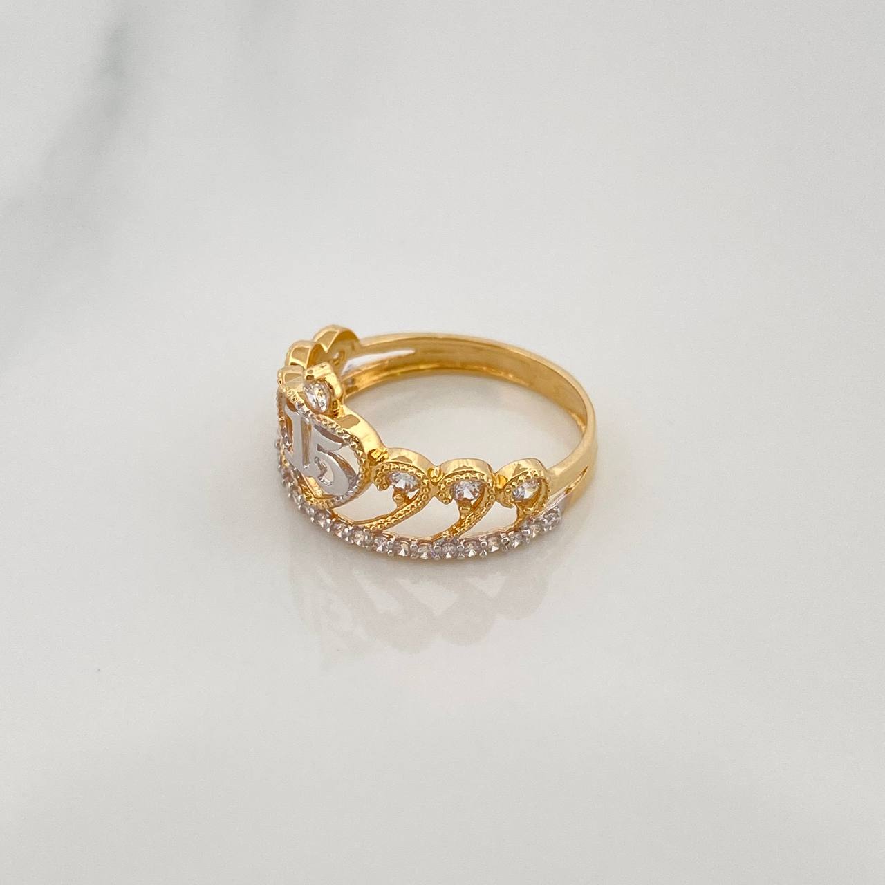 Ring 15´S Crown 2 g / T4 1/4 Two Yellow White Gold 18K