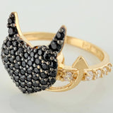 Anillo Corazon Devil 2.5gr / T6 1/2 / 3/4 in / Dos Oros Negro Amarillo 18K $