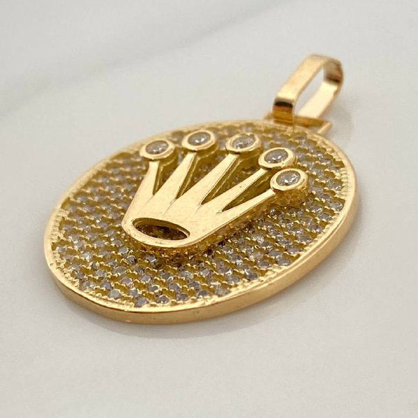 Dije Corona Medalla 3.95gr / 1 in / Oro Amarillo 18K &
