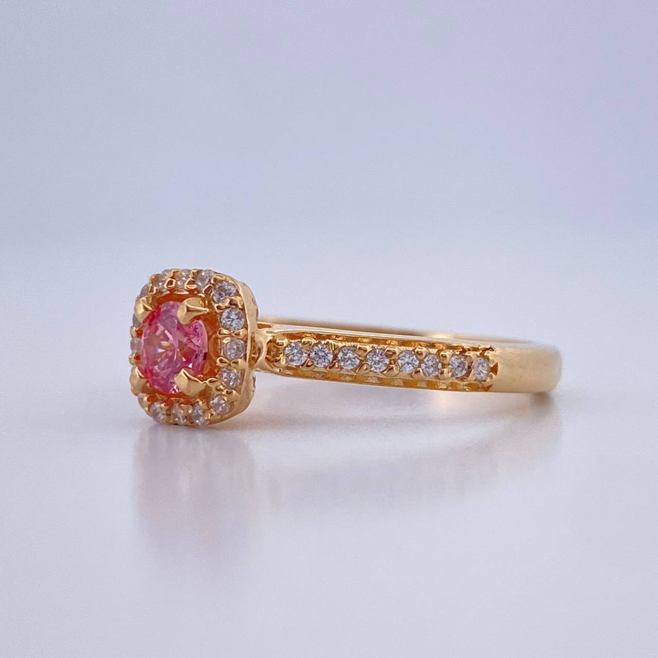 Anillo Halo Cuadrado 2.2gr / T6 1/2 / Oro Amarillo 18K &