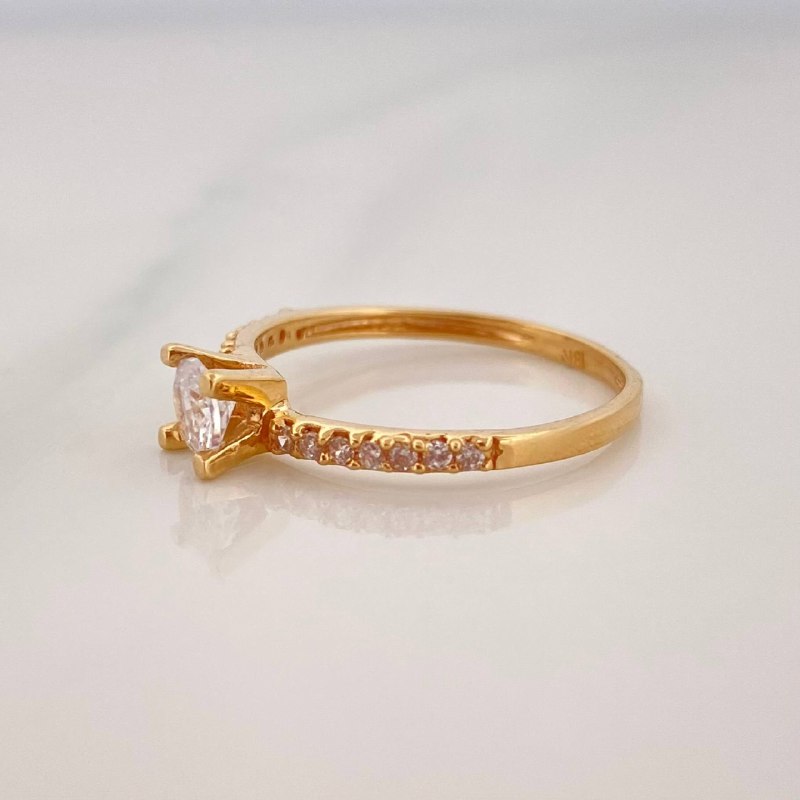 Solitaire Ring Inverted Line 1.75 g / T6 1/4 Yellow Gold 18K