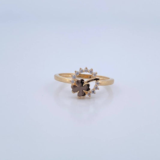 Anillo Trebol Suerte 2.35gr / T7 1/2 / Oro 18K &