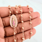 Rosary Virgin of Guadalupe 13.55 g / 15 1/4 in / 4 mm 18K Rose Gold