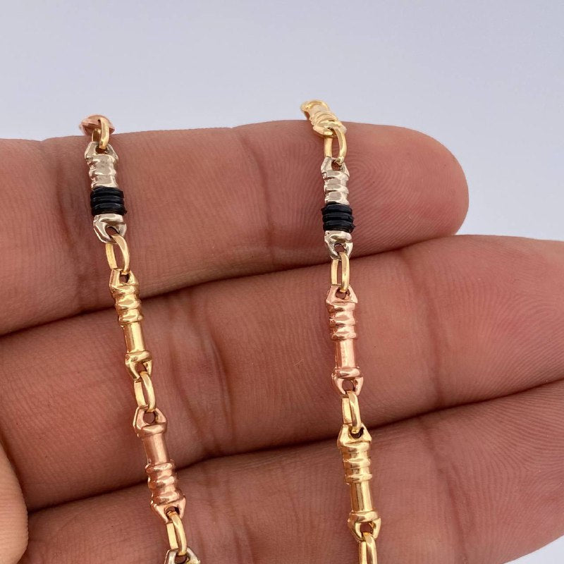 Rustic Bullet Chain 10.15gr / 24in / Three 18K Golds