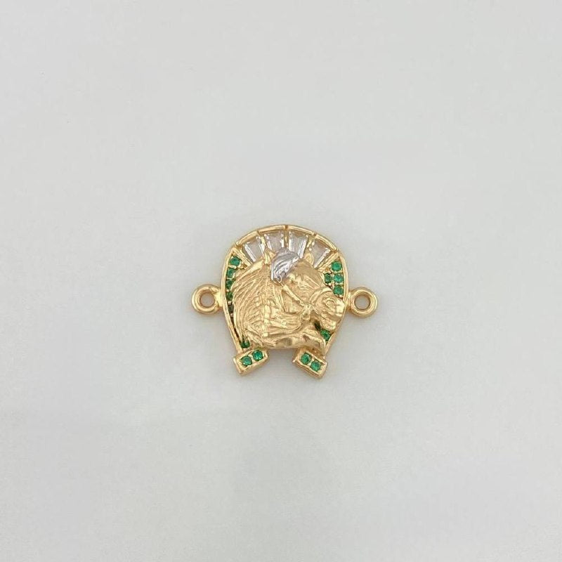Charm Horseshoe 2.1 g / 3/4 in Two Golds Yellow White 18K