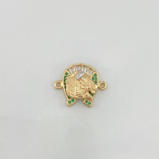 Herraje Herradura Caballo 2.1 g / 3/4 in Dos Oros Amarillo Blanco 18K