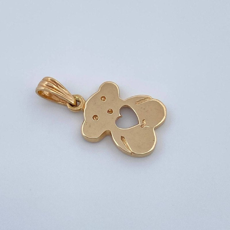 Heart Bear Pendant 1.3gr / 3/4 in / Two Tone 18K Gold