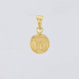 Dije Circulo Letra W 0.45g / 1/2 in Oro Amarillo 18K