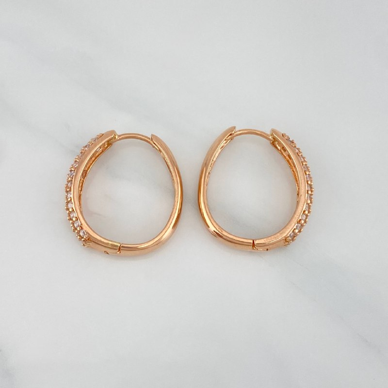 Candongas Triple Carril Ovaladas 5.65 g / 3/4 in Oro Rosa 18K