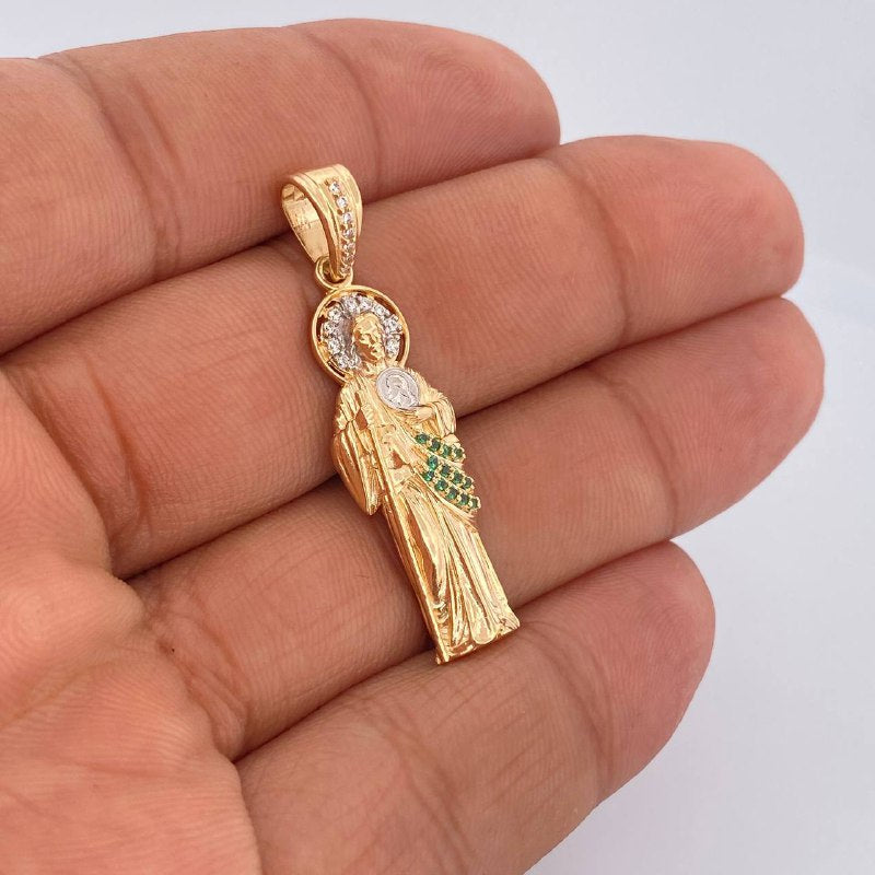 Judas Thaddeus Pendant 4.3gr / 1.6in / Two Tone Yellow White 18K $