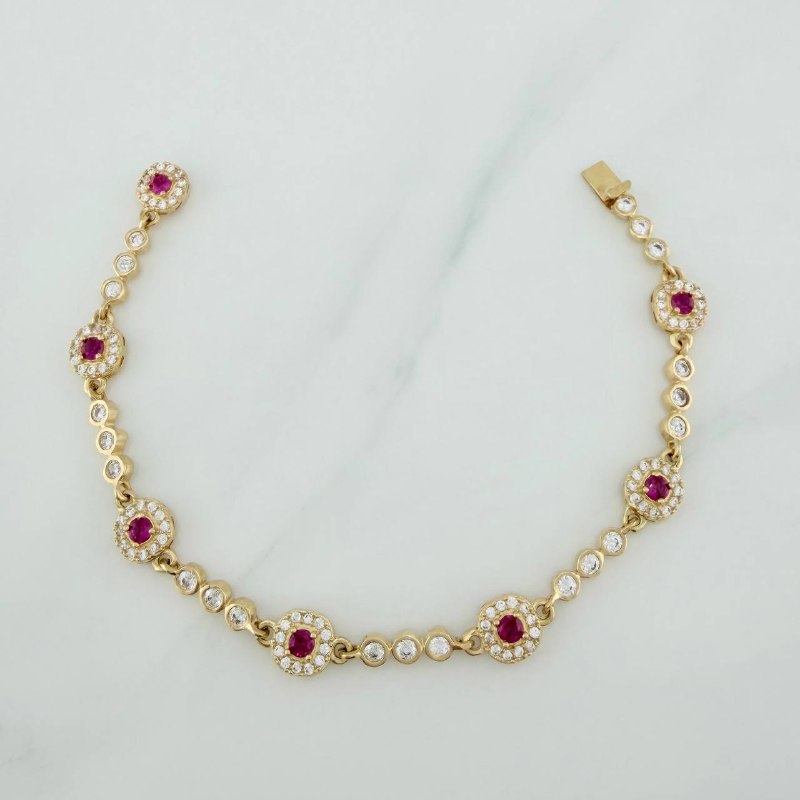 Pulso Tennis Halo 10 g / 7 in Oro Amarillo 18K