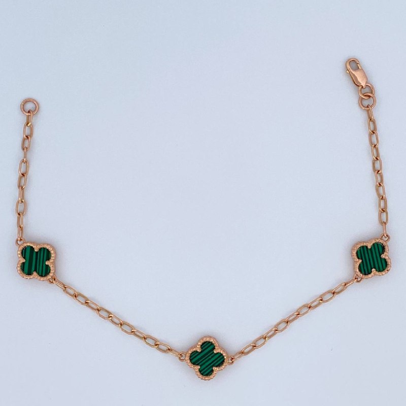 Paperclip Bracelet Clover 4.95gr / 7.3in / 18.5cm / 18K Rose Gold &