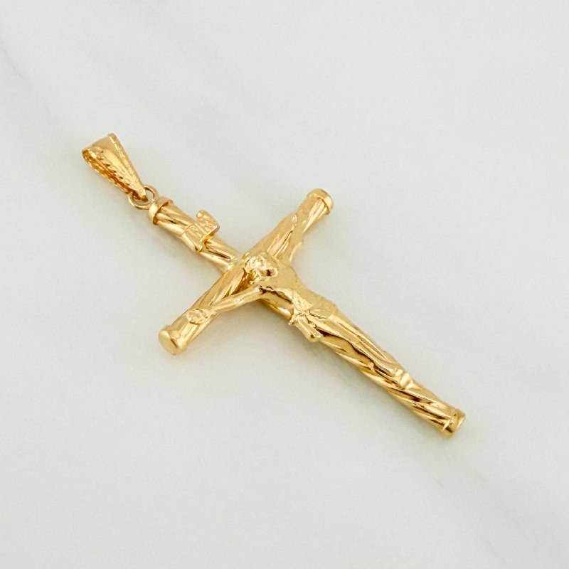 Pendant Cross Christ 1.6 g / 2 in Yellow Gold 18K!